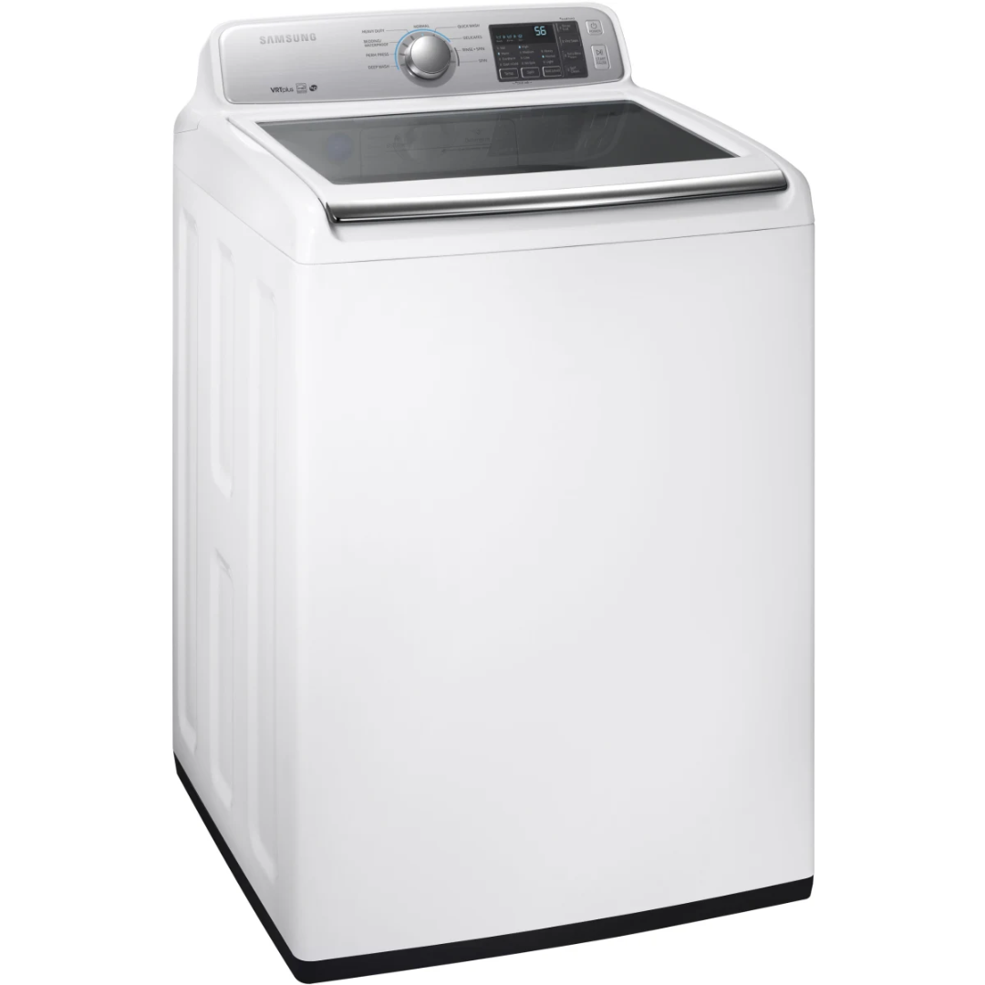 SET: Samsung WA45M7050AW 27 Inch Top Load Washer 4.5 cu. ft. & DV48H7400EW 27 Inch 7.4 cu. ft. Electric Dryer Refurbished