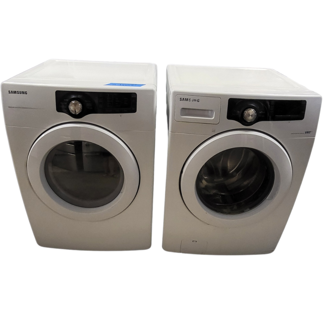 SET: Samsung WF210ANW 27 Inch Front-Load Washer, 3.5 cu. ft. & DV210AEW 27 Inch Electric Dryer, 7.3 cu. ft. & Neat White, Refurbished