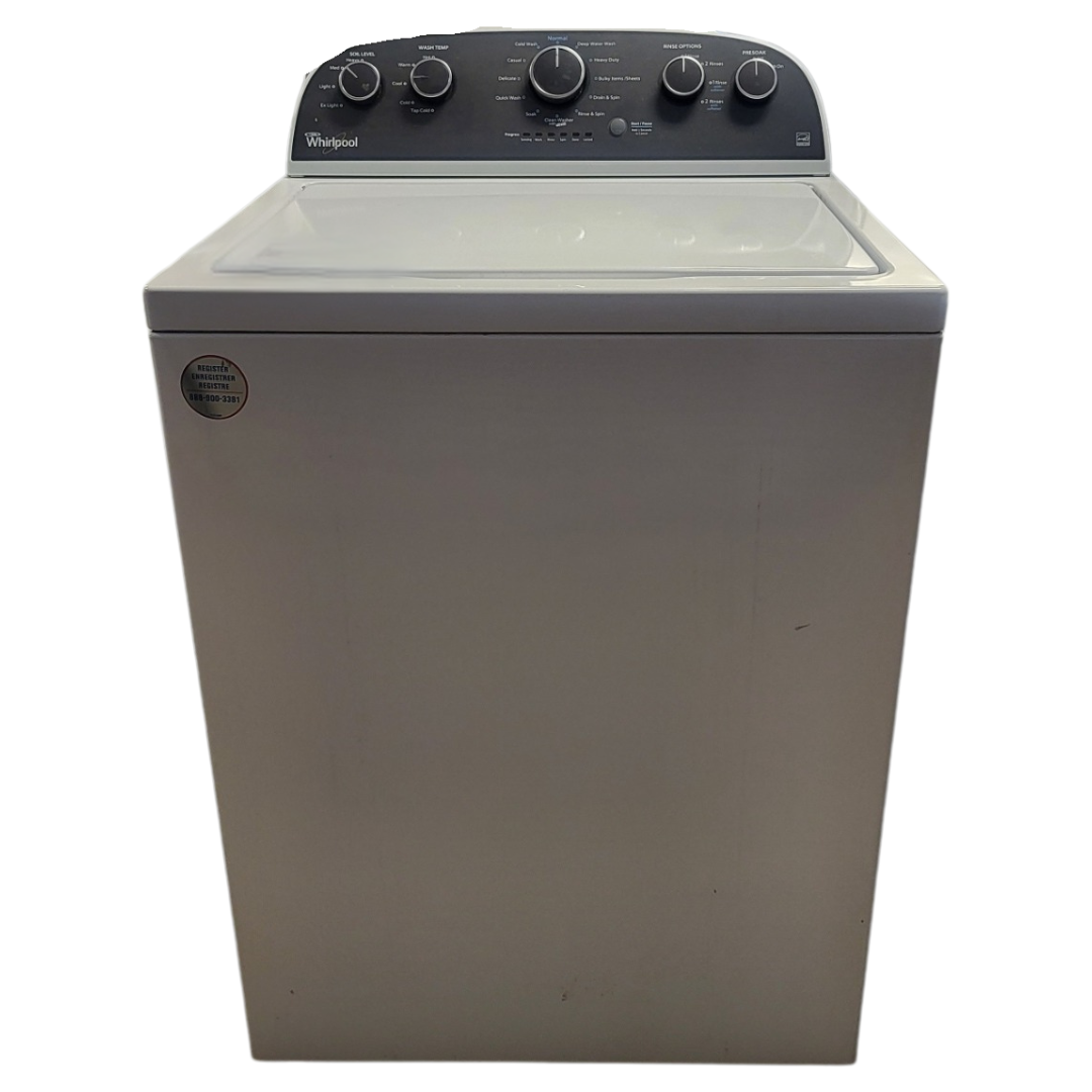 SET: Whirlpool WTW4900BW 27 Inch Top-Load Washer, 3.8 cu. ft. & Whirlpool WED4850BW29 Inch Electric Dryer, 7.0 cu. ft. - REFURBISHED