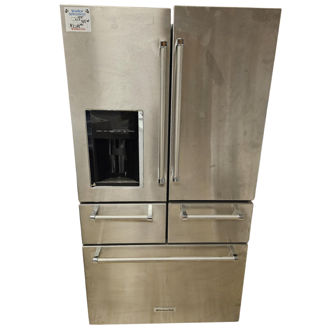 KitchenAid KRMF706ESS 36 Inch Freestanding 5-Door French Door Refrigerator with 25.8 cu. ft.