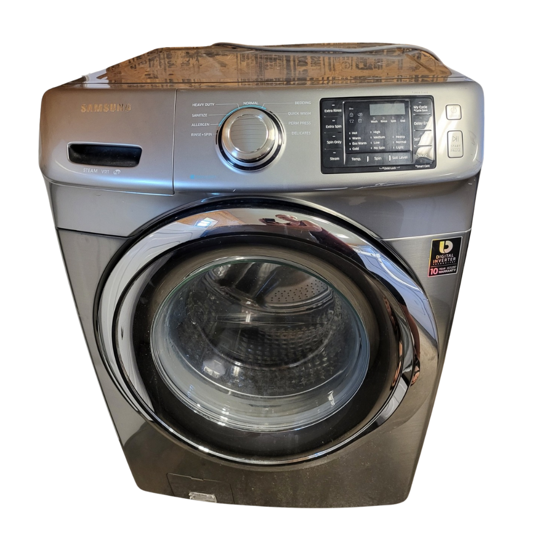 SET: Samsung WF42H5200AP 27 Inch 4.2 cu. ft. Front Load Washer & DV42H5200EP 27 Inch Electric Dryer 7.5 cu. ft. Platinum Refubished