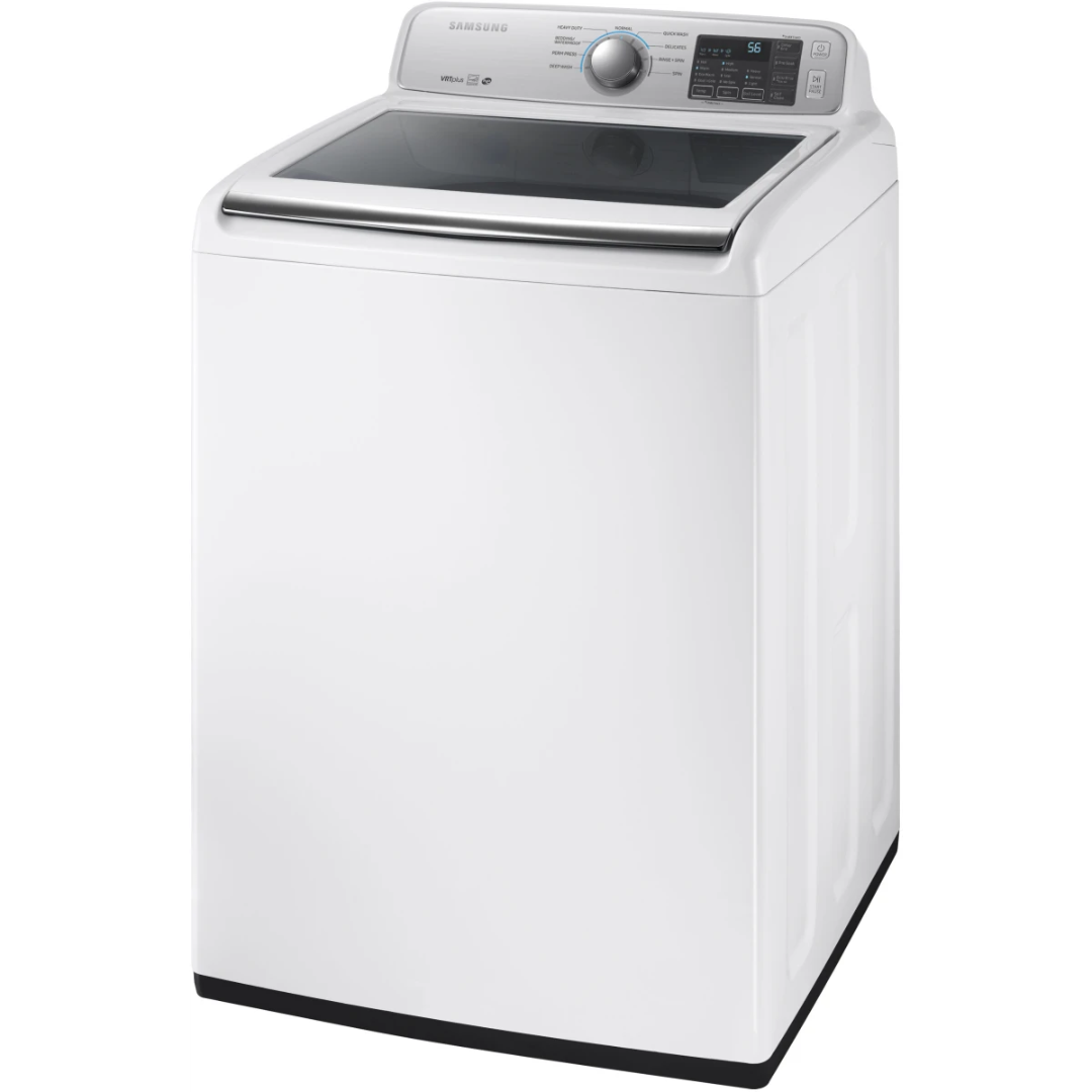 SET: Samsung WA45M7050AW 27 Inch Top Load Washer 4.5 cu. ft. & DV48H7400EW 27 Inch 7.4 cu. ft. Electric Dryer Refurbished