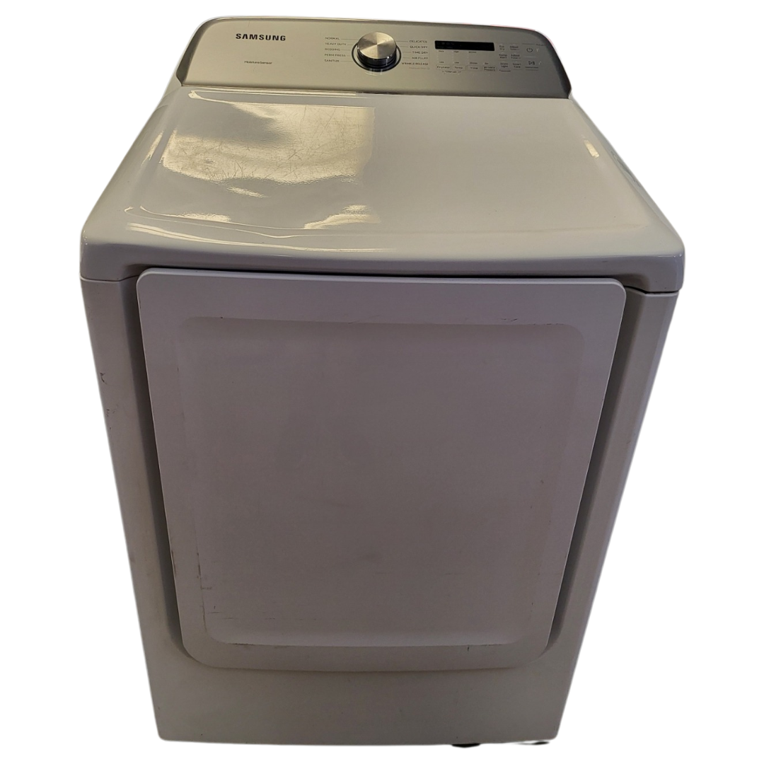 Samsung DVE50R5200W 27 Inch Electric Dryer with 7.4 Cu. Ft. Capacity, 10 Dry Cycles, Smart Care, Sensor Dry, Quick Dry, Sanitize, Wrinkle Prevent, and Child Lock: White, Refurbished