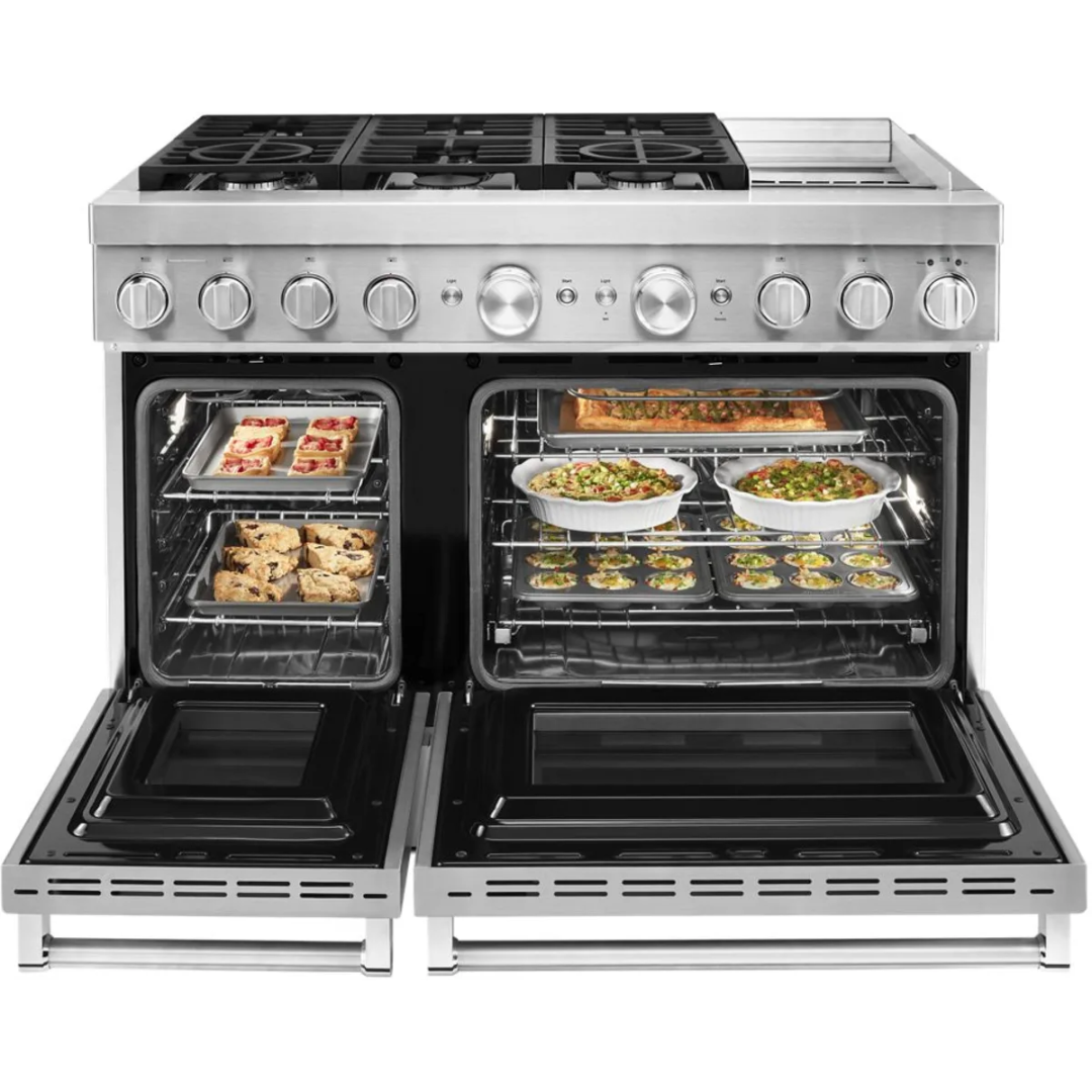 KitchenAid Commercial-Style KFDC558JSS 48 Freestanding Dual Fuel Smart Range: Stainless Steel