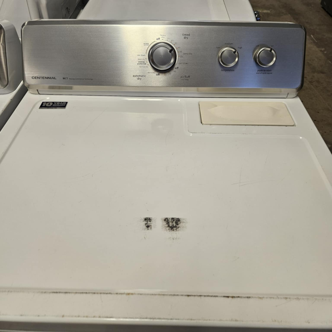 SET: Maytag MVWC565FW 28 Inch Top Load Washer, 4.2 Cu. Ft. and MGDC465HW 29 Inch Gas Dryer, 7.0 cu. ft, REFURBISHED