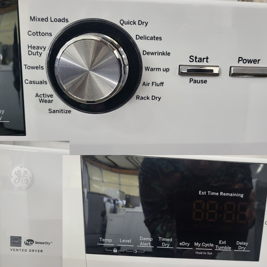 GE GFD14ESSNWW 24 Inch Electric Dryer with 4.3 Cu. Ft. Capacity, 13 Dryer Programs, Sensor Dry, Sanitize, Delay Start, Quick Dry, and Energy Star®