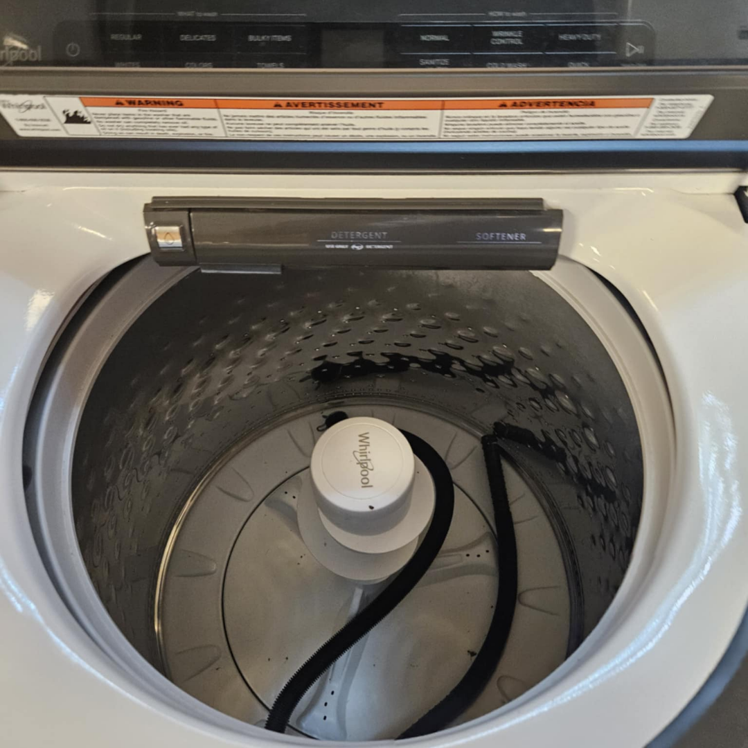 SET: Whirlpool WTW5105HW 28 Inch Top Load Washer 4.7 Cu. Ft. & Whirlpool WED7120HW 27 Inch Electric Dryer 7.4 Cu. Ft.