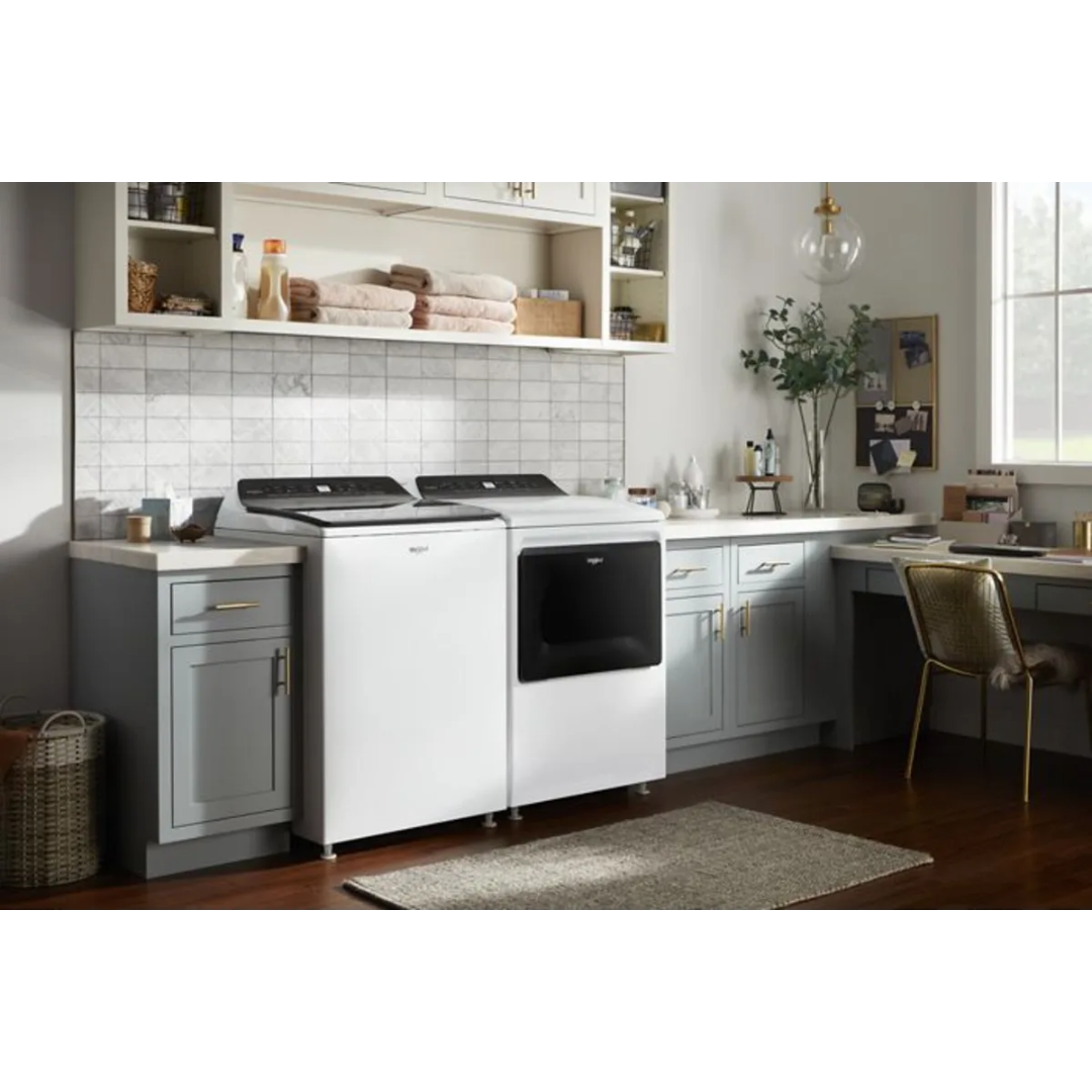 SET: Whirlpool WTW5105HW 28 Inch Top Load Washer 4.7 Cu. Ft. & Whirlpool WED7120HW 27 Inch Electric Dryer 7.4 Cu. Ft.