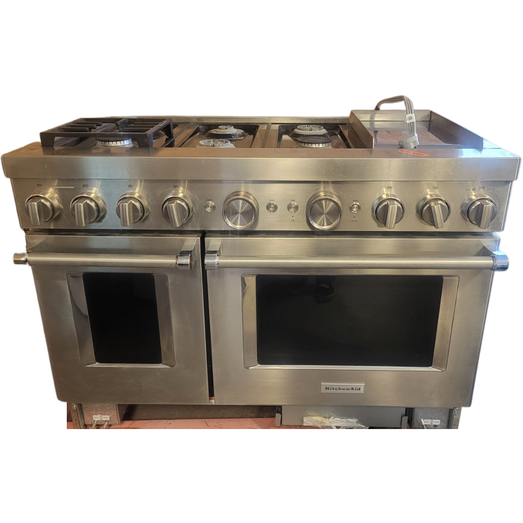 KitchenAid Commercial-Style KFDC558JSS 48 Freestanding Dual Fuel Smart Range: Stainless Steel