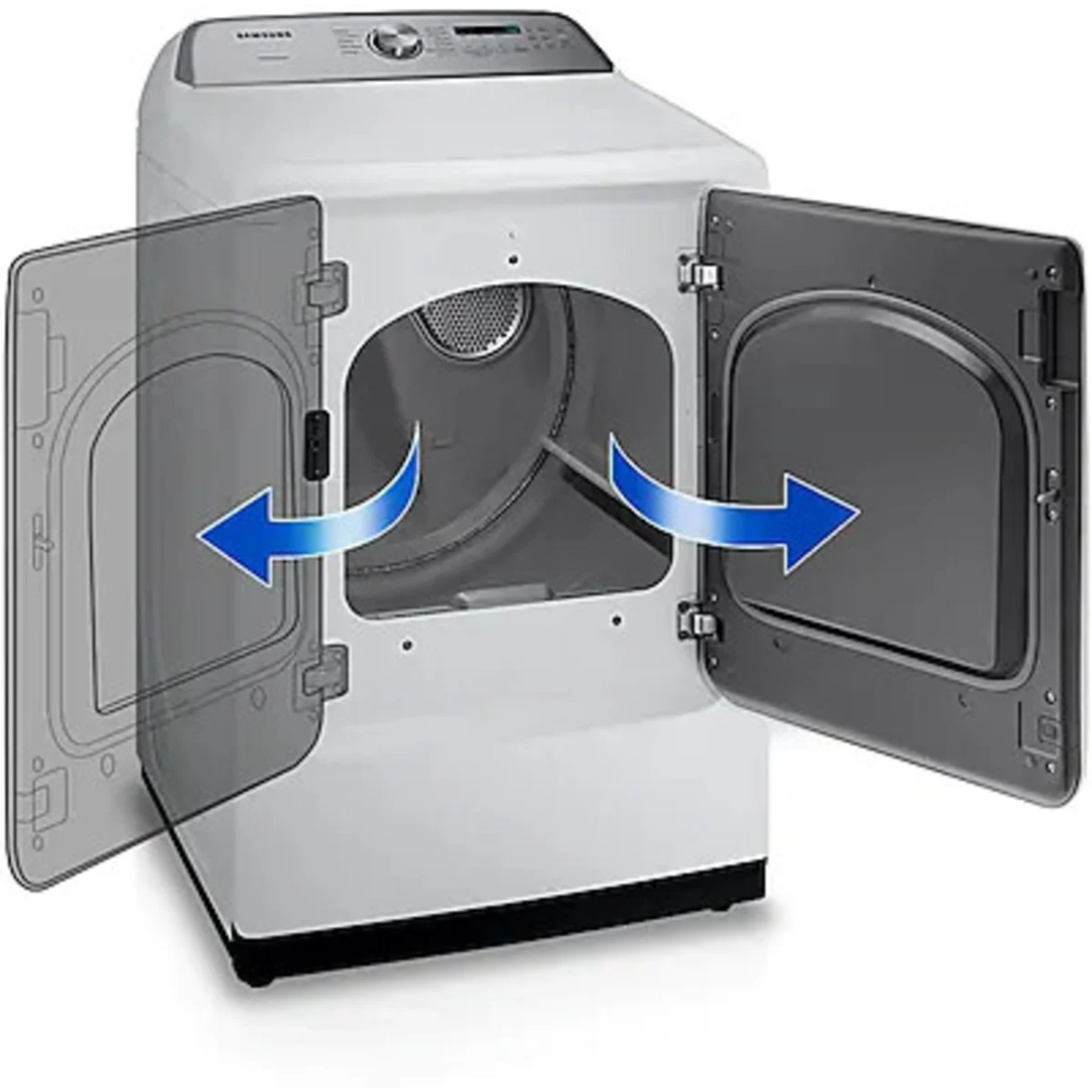 Samsung DVE50R5200W 27 Inch Electric Dryer with 7.4 Cu. Ft. Capacity, 10 Dry Cycles, Smart Care, Sensor Dry, Quick Dry, Sanitize, Wrinkle Prevent, and Child Lock: White, Refurbished
