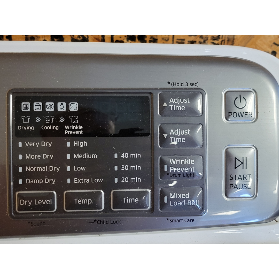SET: Samsung WA45M7050AW 27 Inch Top Load Washer 4.5 cu. ft. & DV48H7400EW 27 Inch 7.4 cu. ft. Electric Dryer Refurbished