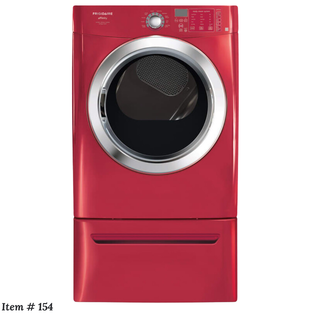 Frigidaire Affinity Series FASE7074LR 27 Inch Electric Steam Dryer with 7.0 cu. ft. Ultra-Capacity, Ready Steam, Energy Saver Option, DrySense Technology, Specialty Cycles/Options and NSF Certified: Classic Red - Refurbished