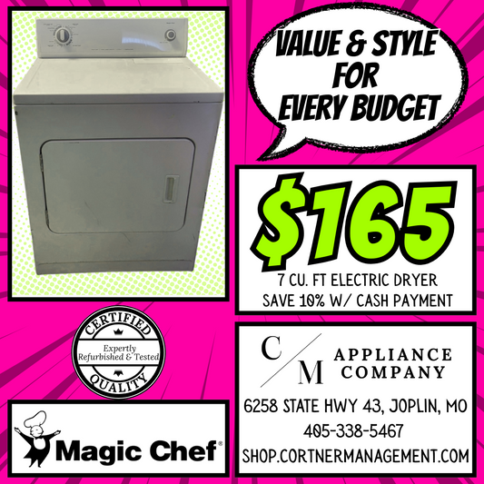 Magic Chef Dryer HED4300TQ0 7 cu. ft. Refurbished