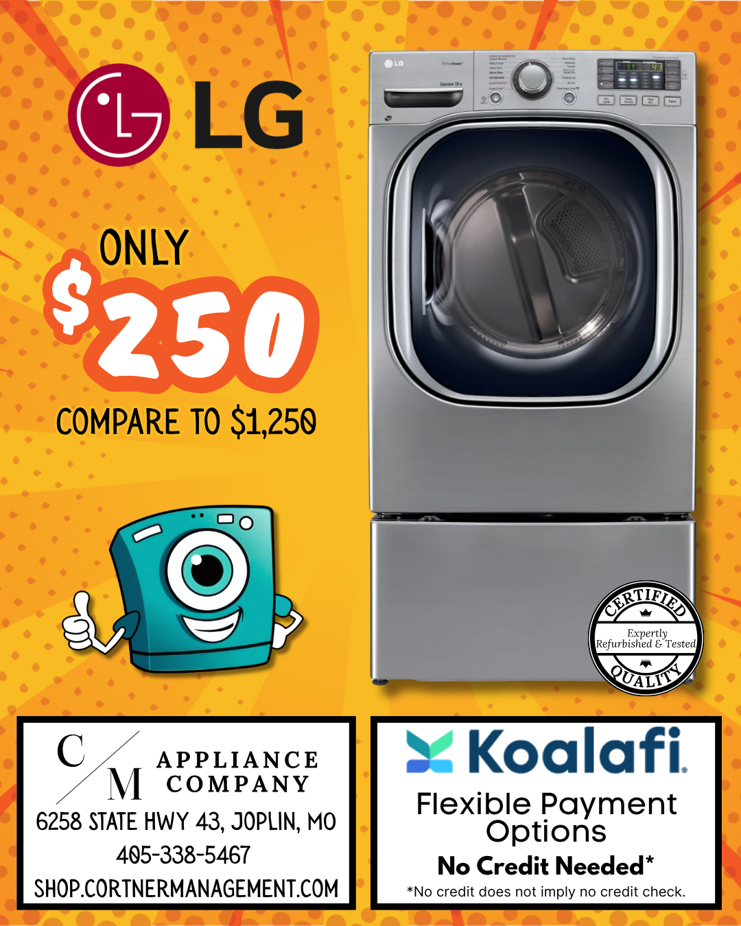 LG SteamDryer Series DLEX4270V, Refurbished