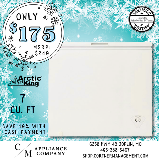 Arctic King ARC070S0ARWW, 7 Cu ft Chest Freezer, White, Refurbished