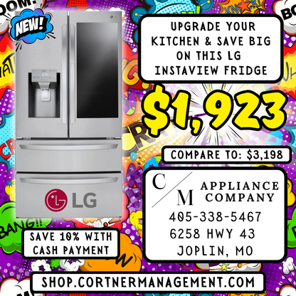 LG LMXS28596S 36 Inch 4 Door Smart Refrigerator with 27.6 Cu. Ft. Capacity, InstaView Door-In-Door: PrintProof Stainless Steel