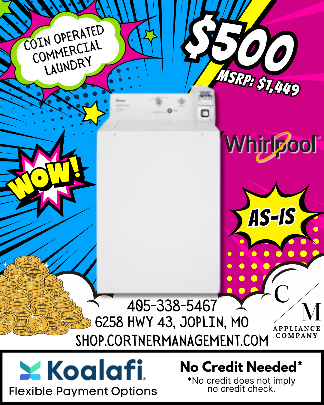 Whirlpool Commercial Laundry CAE2745FQ, As-Is