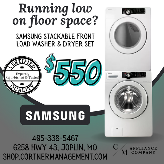 SET: Samsung WF210ANW 27 Inch Front-Load Washer, 3.5 cu. ft. & DV210AEW 27 Inch Electric Dryer, 7.3 cu. ft. & Neat White, Refurbished