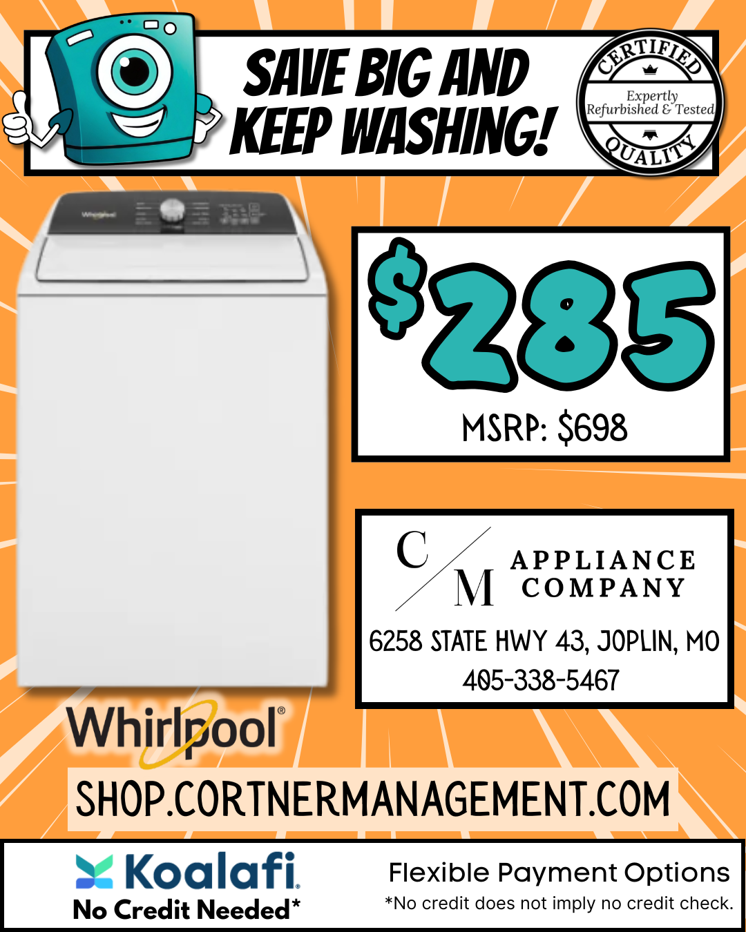 Whirlpool WTW5010LW, Refurbished