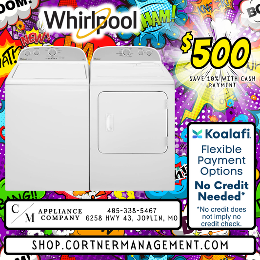 SET: Whirlpool Washer WTW4816FW3 & Dryer WED4815EW1, Refurbished