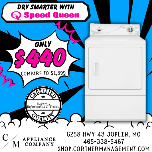 Speed Queen ADE3LRG 27 Inch Electric Dryer with 7.0 cu. ft. Capacity, 3 Drying Cycles, 1/3 HP Motor, Secured Lint Filter and 220 CFM Exhaust Fan