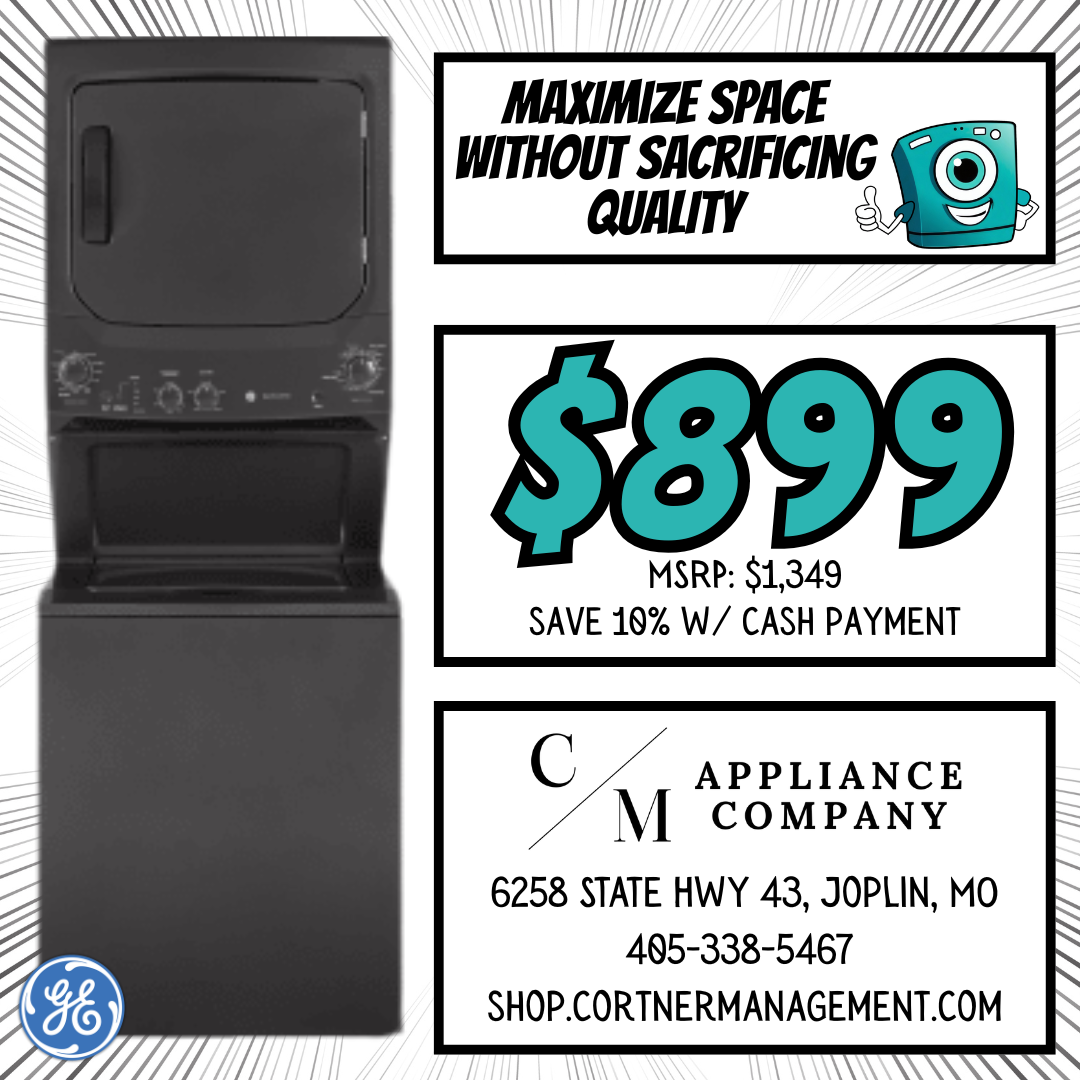 GE Spacemaker GUD27ESSMWW 27 Inch Electric Laundry Center with Auto-load Sensing, Cycle Status Lights, Rotary Controls, 11 Wash Cycles, 6 Wash/Rinse Temperatures and 800 RPM