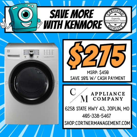 Kenmore Electric Dryer 796.80441900, 7.0 cu. ft., white, refurbished