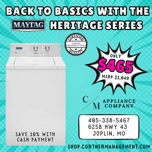Maytag Heritage Series MVWP475EW 28 Inch 3.6 cu. ft. Top Load Washer with 11 Wash Cycles, 800 RPM, PowerWash Cycle3, Wrinkle Control, Deep Water Wash Cycle, Detergent Dispenser, Automatic Load Size Sensing Technology