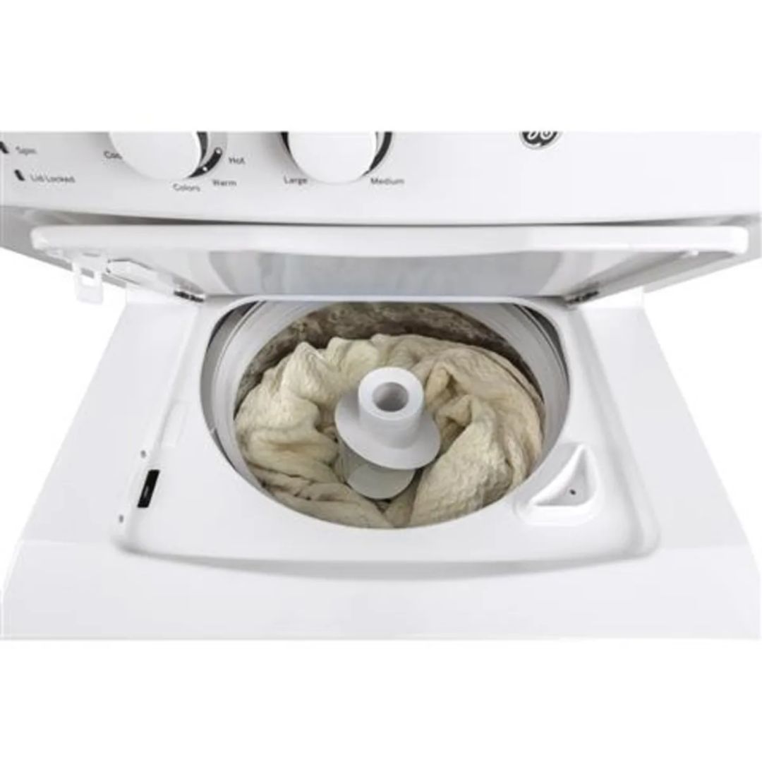 GE Spacemaker GUD27ESSMWW 27 Inch Electric Laundry Center with Auto-load Sensing, Cycle Status Lights, Rotary Controls, 11 Wash Cycles, 6 Wash/Rinse Temperatures and 800 RPM