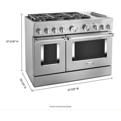 KitchenAid Commercial-Style KFDC558JSS 48 Freestanding Dual Fuel Smart Range: Stainless Steel