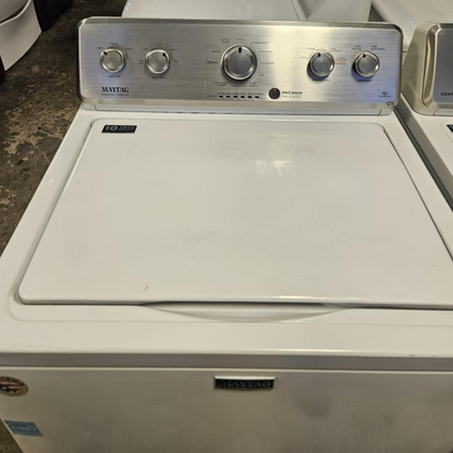 SET: Maytag MVWC565FW 28 Inch Top Load Washer, 4.2 Cu. Ft. and MGDC465HW 29 Inch Gas Dryer, 7.0 cu. ft, REFURBISHED