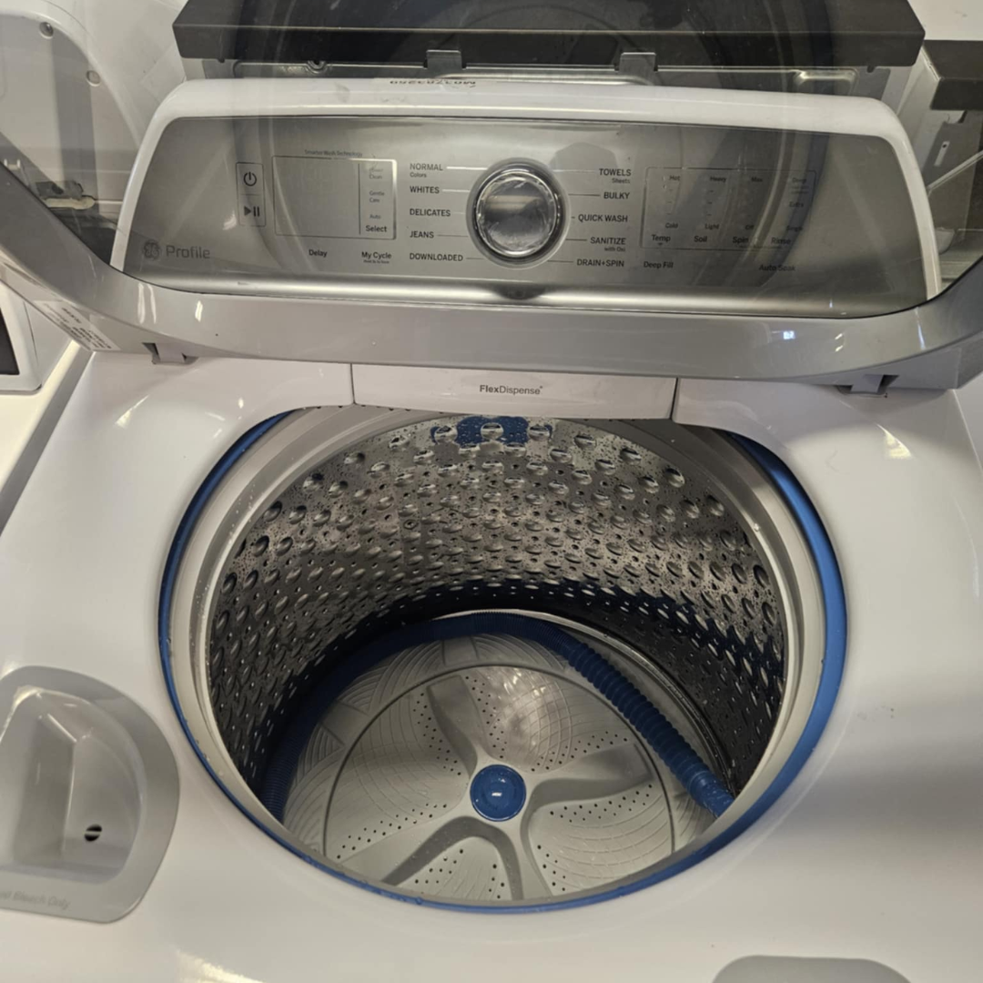 GE Profile PTW600BSRWS 28 Inch Top Load Smart Washer with 5.0 Cu. Ft. Capacity, 12 Wash Cycles, 7 Wash Options, Deep Fill and Energy Star Certified: White