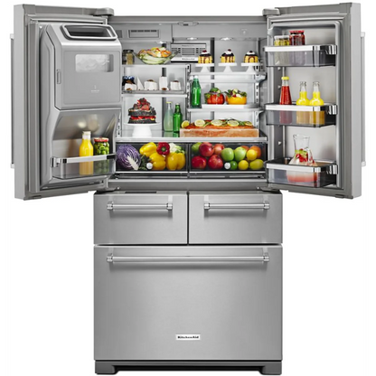 KitchenAid KRMF706ESS 36 Inch Freestanding 5-Door French Door Refrigerator with 25.8 cu. ft.