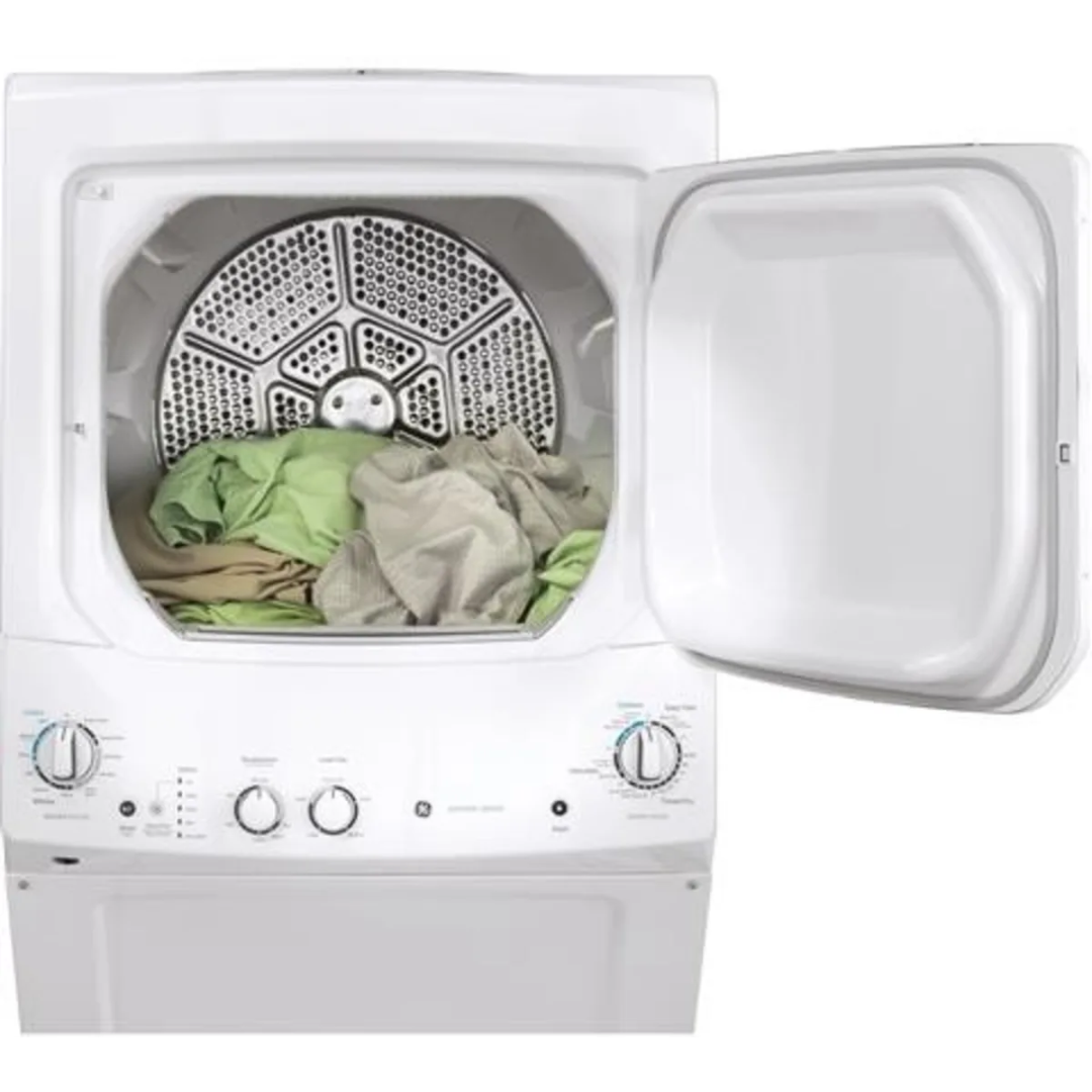 GE Spacemaker GUD27ESSMWW 27 Inch Electric Laundry Center with Auto-load Sensing, Cycle Status Lights, Rotary Controls, 11 Wash Cycles, 6 Wash/Rinse Temperatures and 800 RPM
