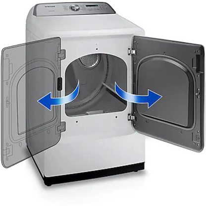Samsung DVE50R5200W 27 Inch Electric Dryer with 7.4 Cu. Ft. Capacity, 10 Dry Cycles, Smart Care, Sensor Dry, Quick Dry, Sanitize, Wrinkle Prevent, and Child Lock: White, Refurbished