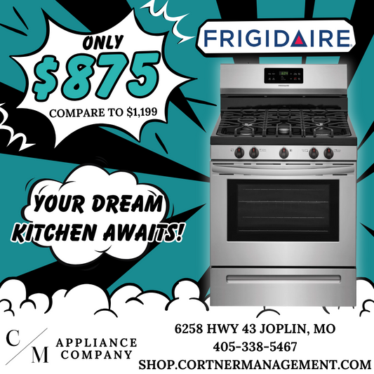 Frigidaire FFGF3054TS 30 Inch Freestanding Gas Range with 5 Sealed Burners, 5 Cu. Ft. Capacity Oven, Store-More™ Storage Drawer, Continuous Grates, One-Touch Self-Clean, Quick Boil, Low Simmer Burner, Auto Shut-Off, and CSA Certified: Stainless Steel
