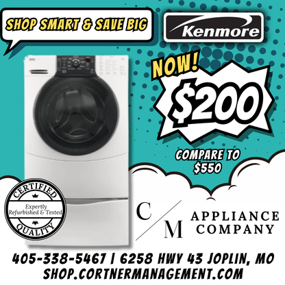 Kenmore 110.85872401 HE4 Electric Dryer, 7.4 cu. ft. capacity, White With Pedestal - Refurbished